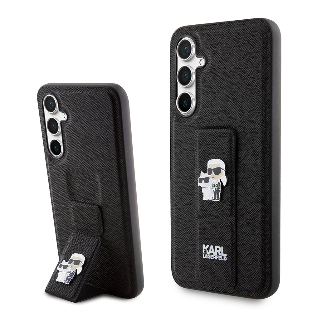 Husa MagSafe pentru Samsung Galaxy S23 FE S711, Karl Lagerfeld, Saffiano Gripstand Karl & Choupette, Albastra