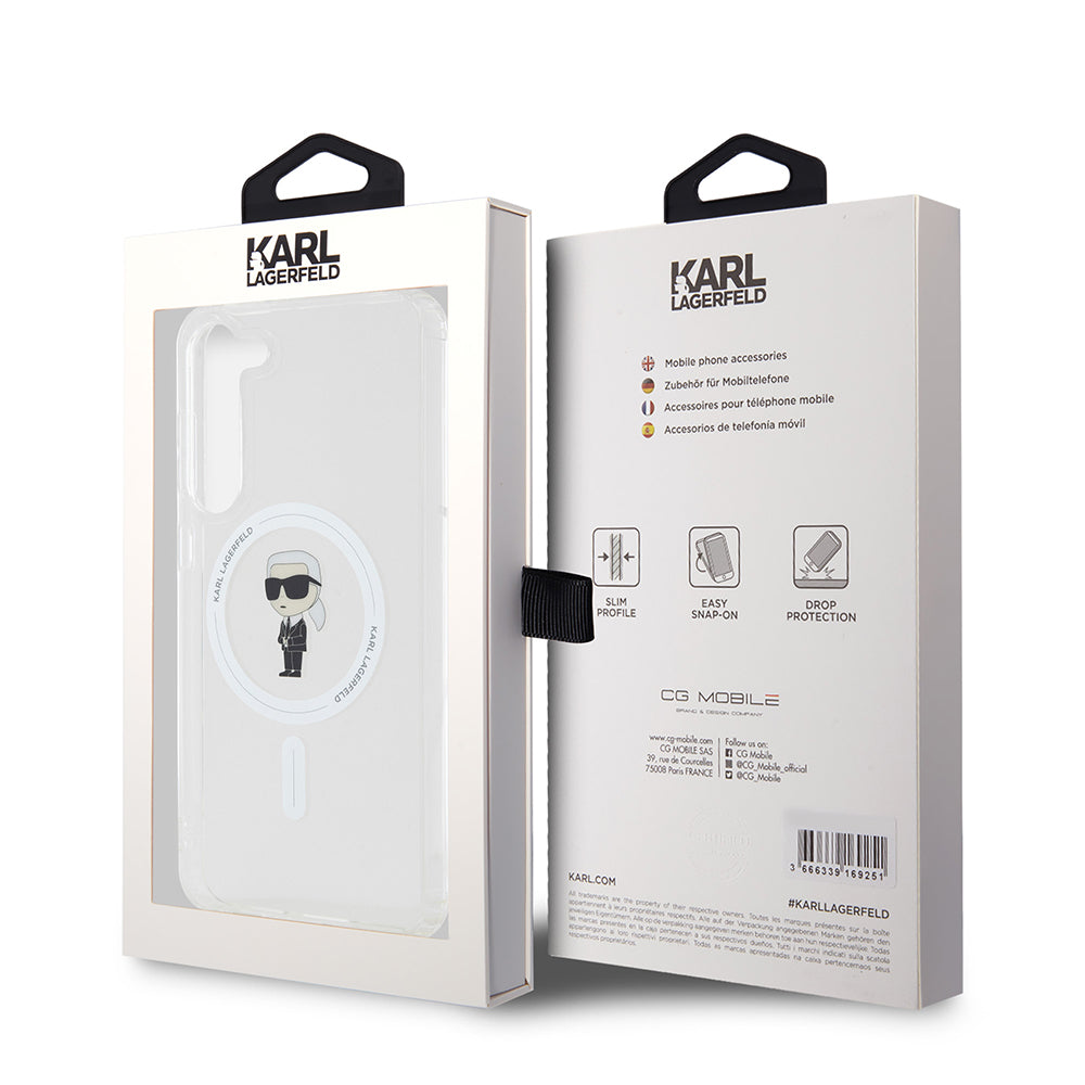 Husa MagSafe pentru Samsung Galaxy S23+ S916, Karl Lagerfeld, IML Ikonik Karl, Transparenta