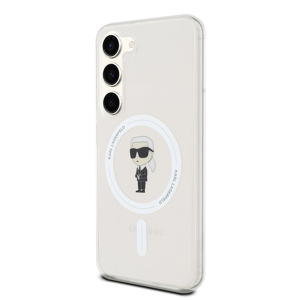 Husa MagSafe pentru Samsung Galaxy S23 S911, Karl Lagerfeld, IML Ikonik Karl, Transparenta