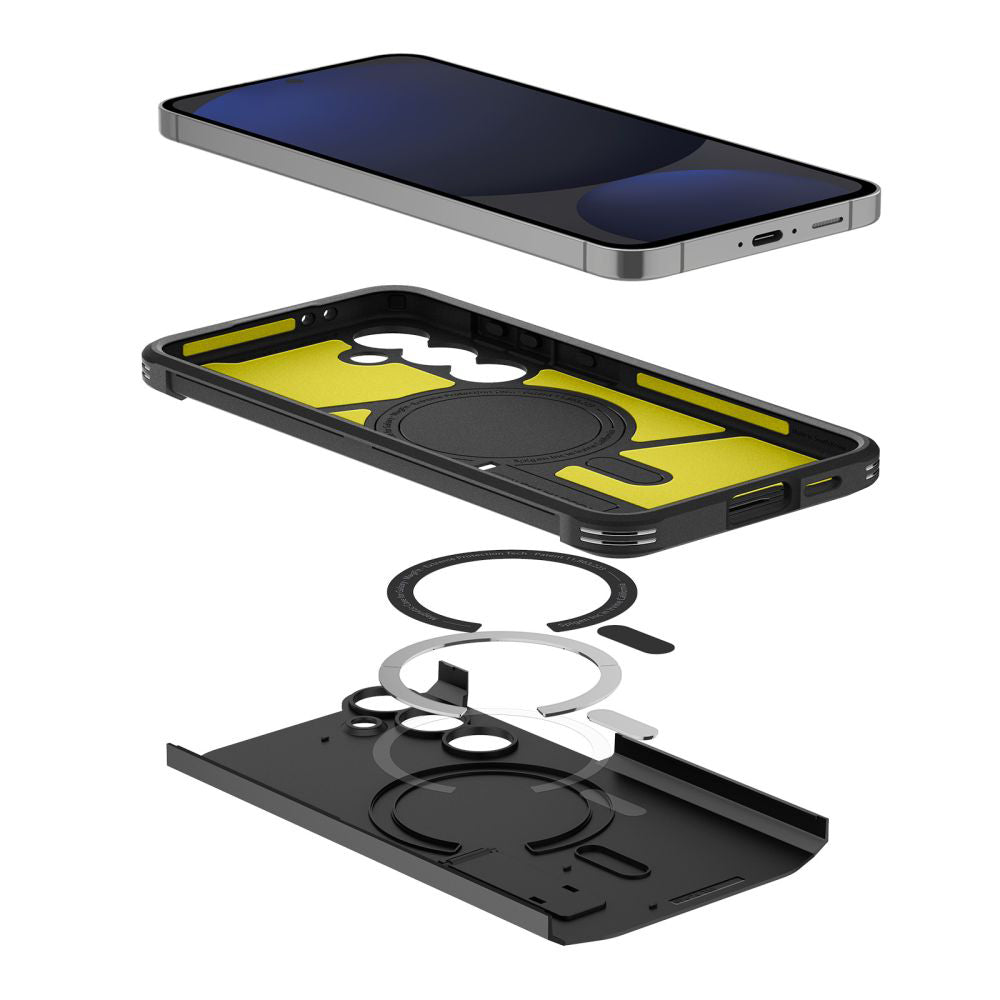 Husa MagSafe pentru Samsung Galaxy S24 FE S721, Spigen, Tough Armor, Neagra ACS08625