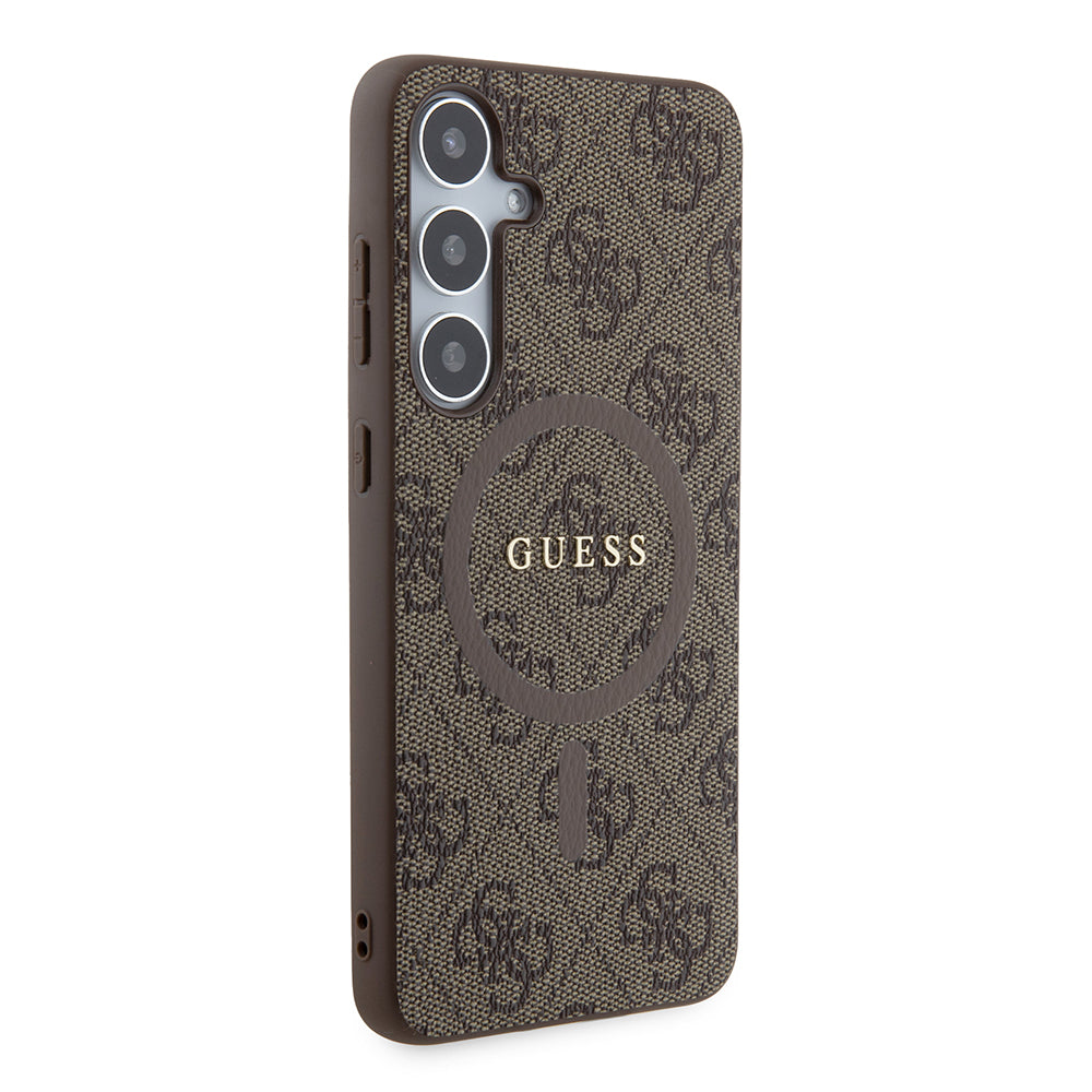 Husa MagSafe pentru Samsung Galaxy S24+ S926, Guess, 4G Collection, Maro