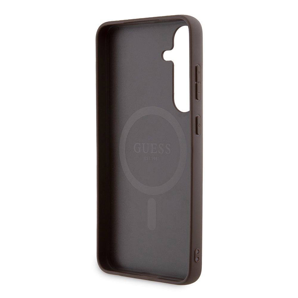 Husa MagSafe pentru Samsung Galaxy S24+ S926, Guess, 4G Collection, Maro