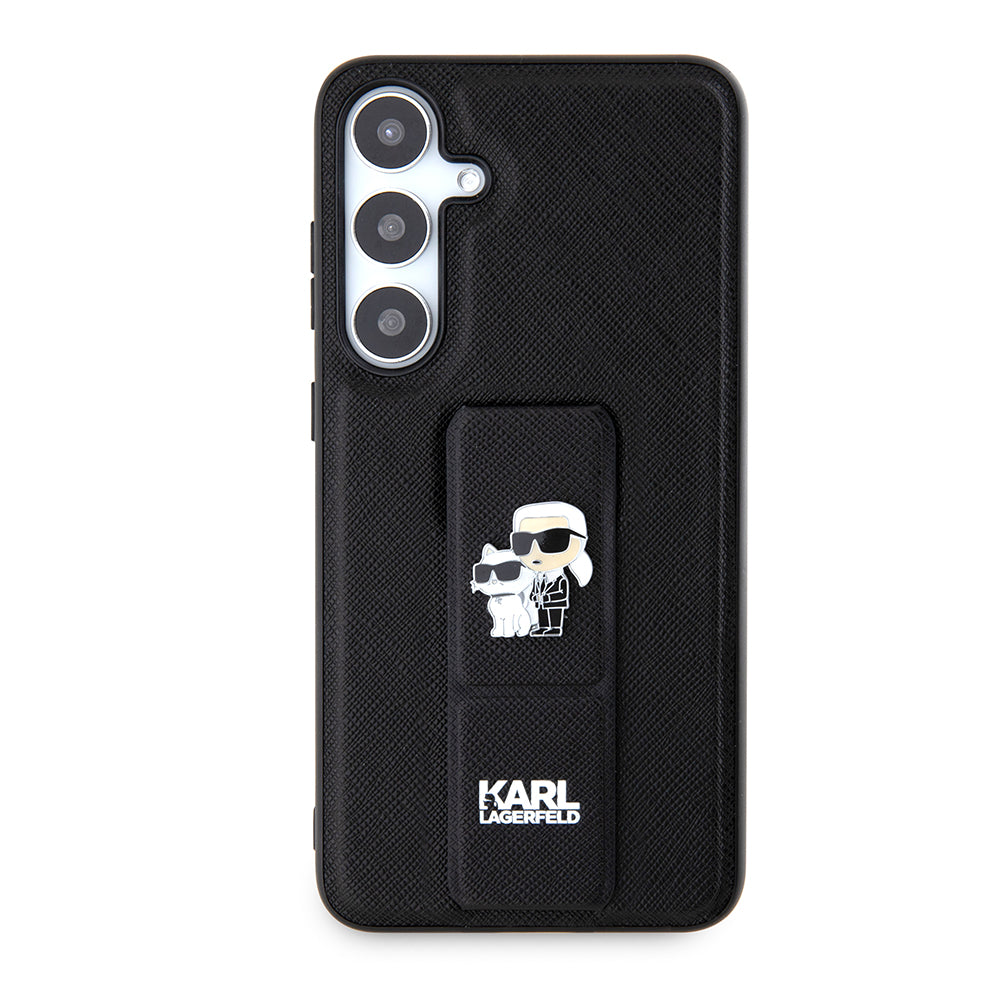 Husa MagSafe pentru Samsung Galaxy S24+ S926, Karl Lagerfeld, Saffiano Gripstand Karl & Choupette, Neagra