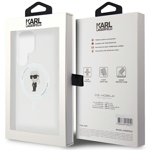 Husa MagSafe pentru Samsung Galaxy S24 Ultra S928, Karl Lagerfeld, IML Ikonik Karl, Transparenta