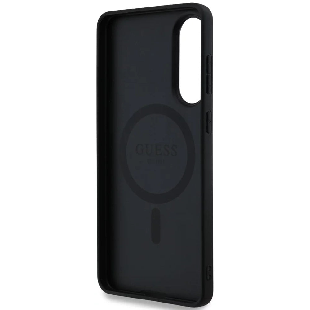 Husa MagSafe pentru Samsung Galaxy S25 Edge S937, Guess, 4G Ring Classic Logo, Neagra