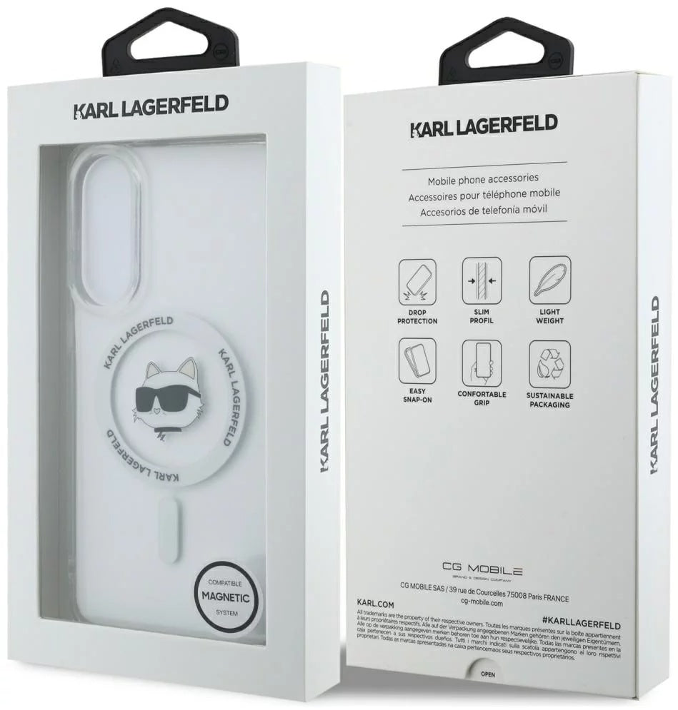 Husa MagSafe pentru Samsung Galaxy S25 Edge S937, Karl Lagerfeld, IML Choupette's Head, Alba