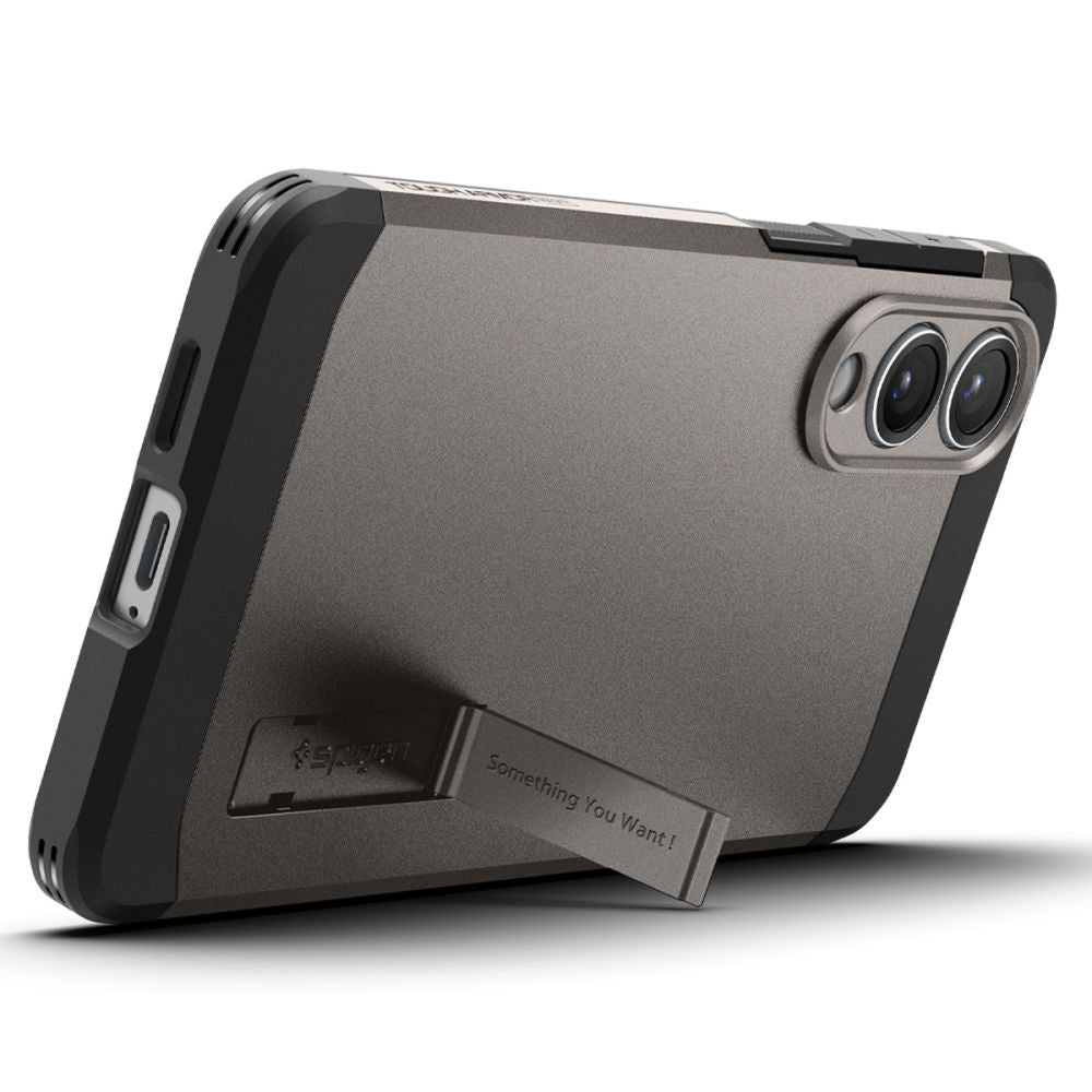 Husa MagSafe pentru Samsung Galaxy S25 Edge S937, Spigen, Tough Armor, Gri ACS09423