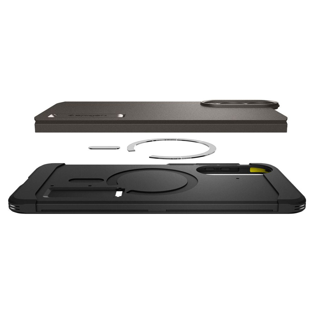 Husa MagSafe pentru Samsung Galaxy S25 Edge S937, Spigen, Tough Armor, Gri ACS09423
