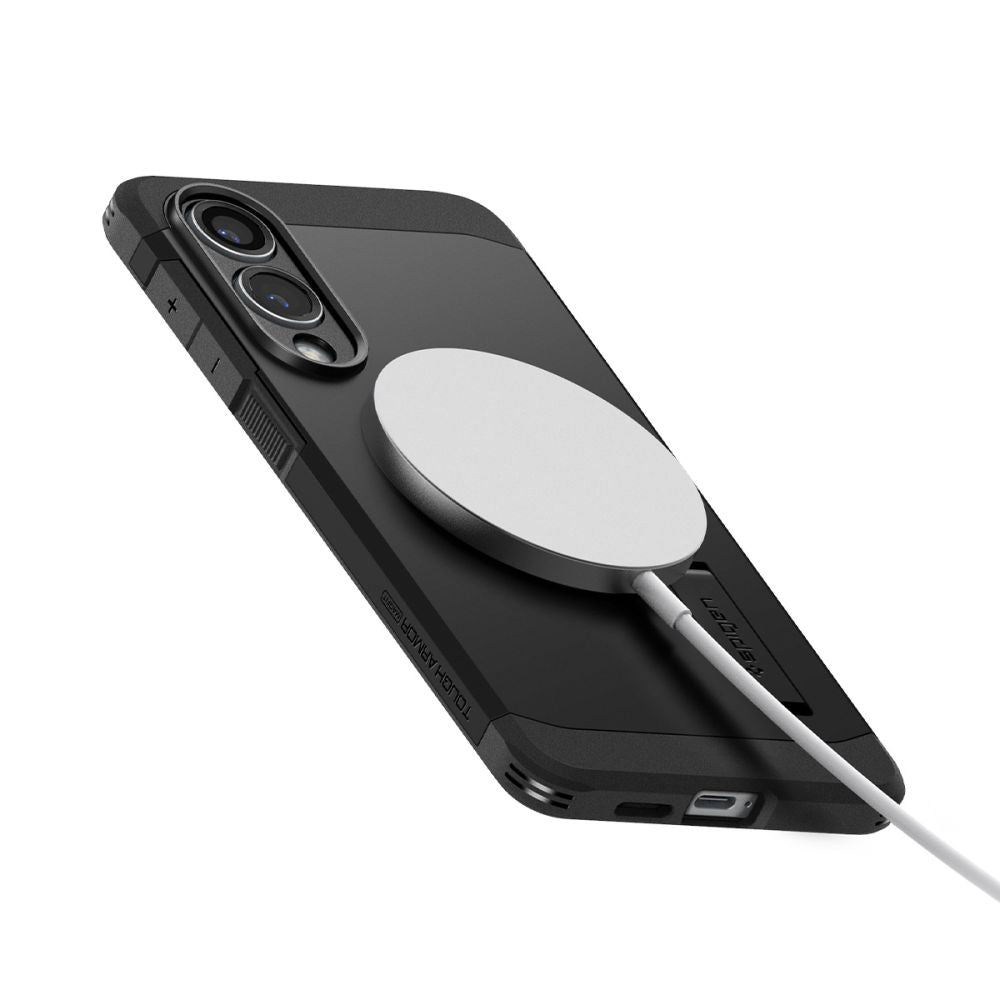 Husa MagSafe pentru Samsung Galaxy S25 Edge S937, Spigen, Tough Armor, Neagra ACS09422
