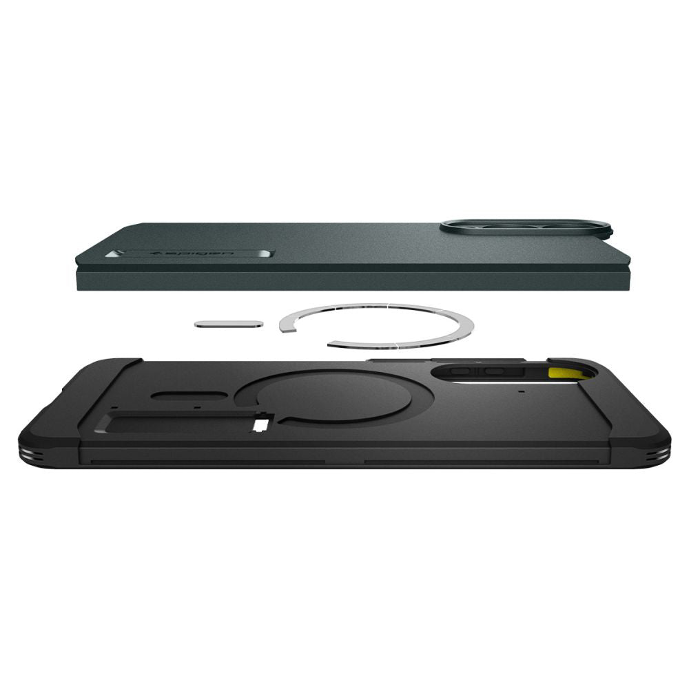 Husa MagSafe pentru Samsung Galaxy S25 Edge S937, Spigen, Tough Armor, Verde ACS09424