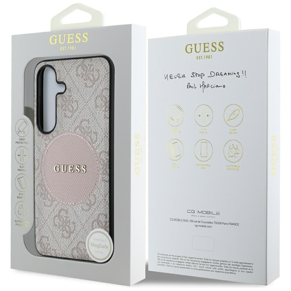 Husa MagSafe pentru Samsung Galaxy S25+ S936, Guess, 4G Circle Classic Logo, Roz