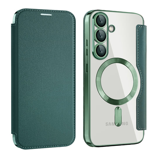 Husa MagSafe pentru Samsung Galaxy S25+ S936, Techsuit, SmartMag Book, Verde
