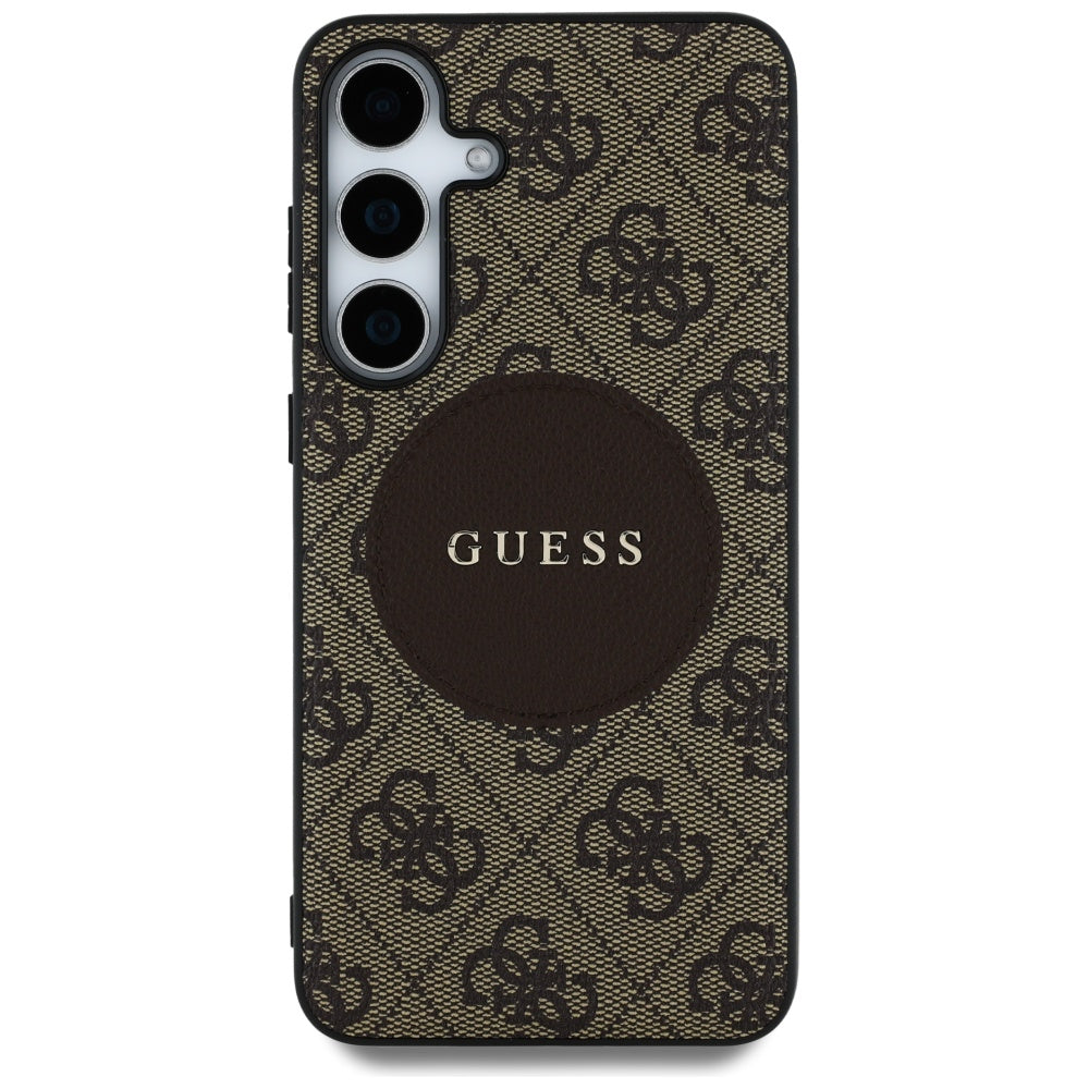 Husa MagSafe pentru Samsung Galaxy S25 S931, Guess, 4G Circle Classic Logo, Maro
