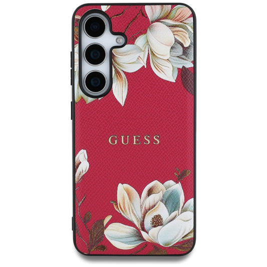 Husa MagSafe pentru Samsung Galaxy S25 S931, Guess, Grained Flowers, Fucsia