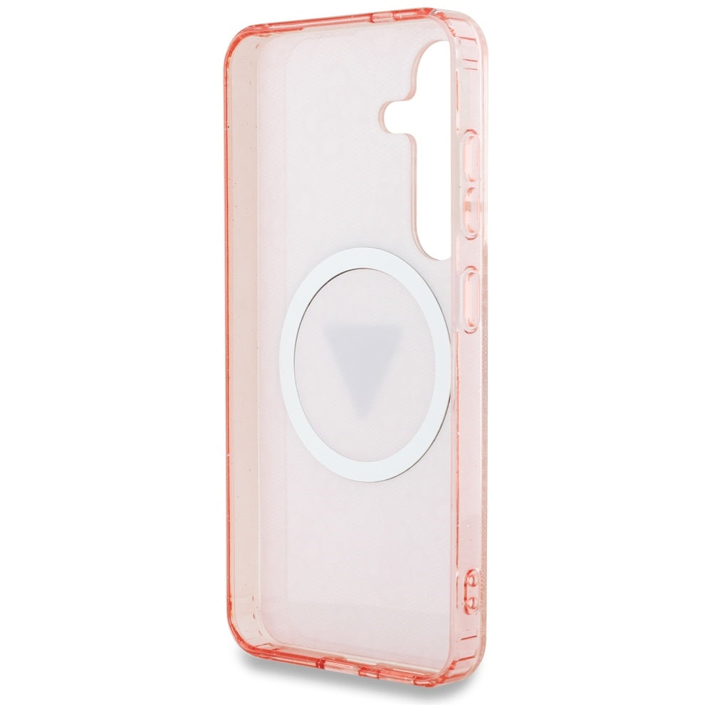 Husa MagSafe pentru Samsung Galaxy S25 S931, Guess, IML Glitter 4G Circle Triangle, Roz