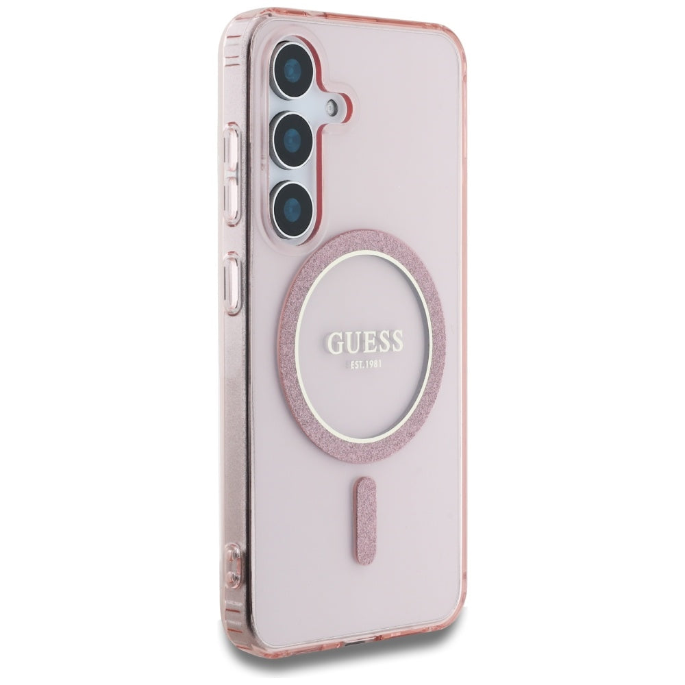 Husa MagSafe pentru Samsung Galaxy S25 S931, Guess, IML Glitter Circle, Roz