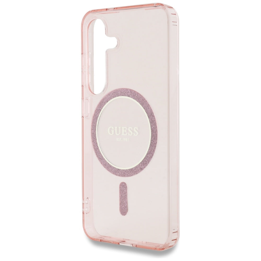 Husa MagSafe pentru Samsung Galaxy S25 S931, Guess, IML Glitter Circle, Roz