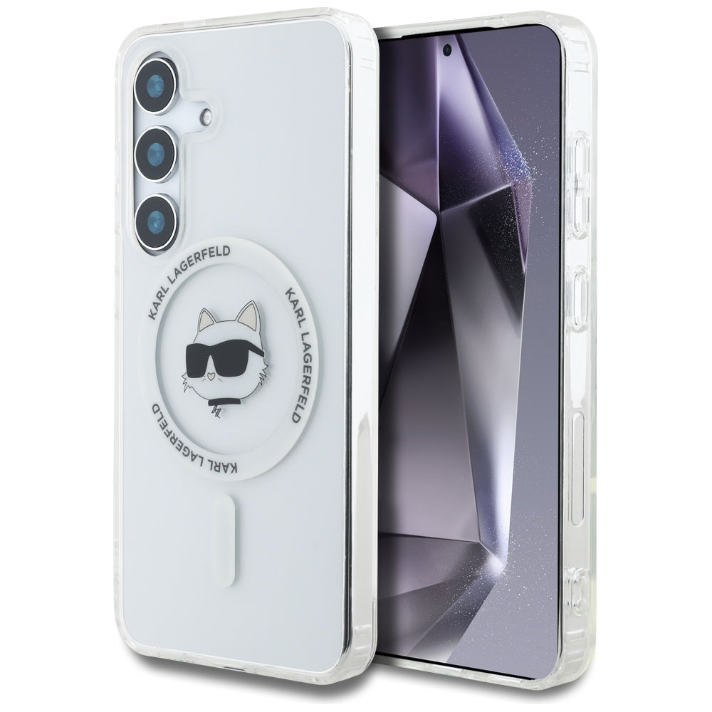 Husa MagSafe pentru Samsung Galaxy S25 S931, Karl Lagerfeld, IML Choupette's Head, Alba