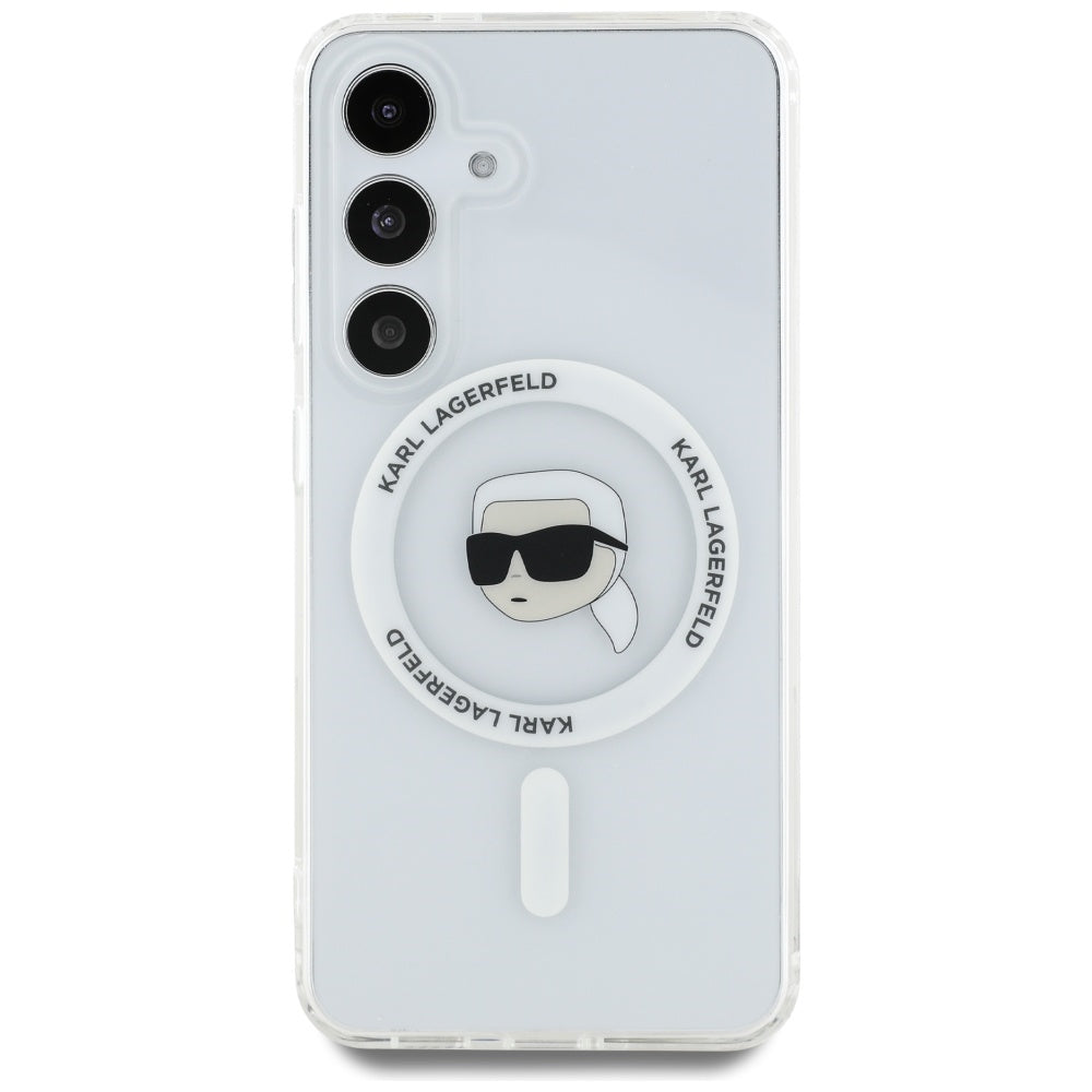 Husa MagSafe pentru Samsung Galaxy S25 S931, Karl Lagerfeld, IML Karl's Head, Alba
