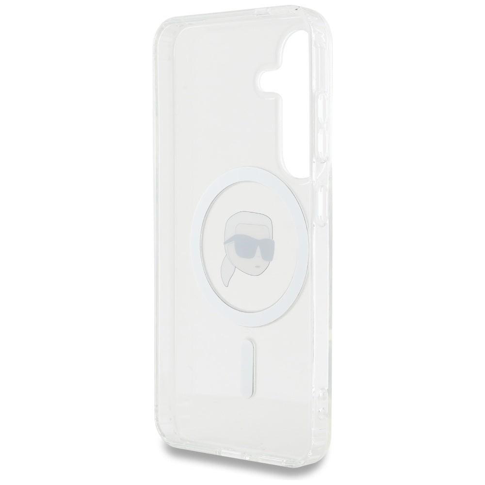 Husa MagSafe pentru Samsung Galaxy S25 S931, Karl Lagerfeld, IML Karl's Head, Alba