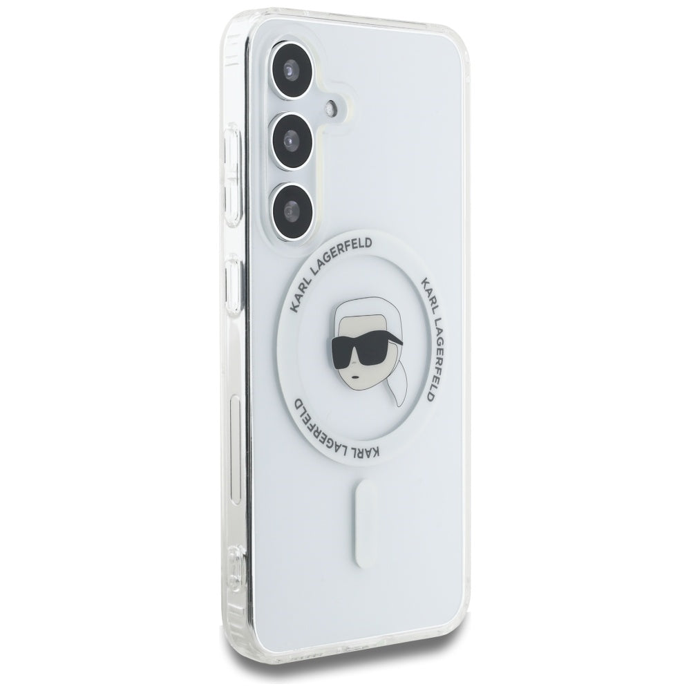 Husa MagSafe pentru Samsung Galaxy S25 S931, Karl Lagerfeld, IML Karl's Head, Alba
