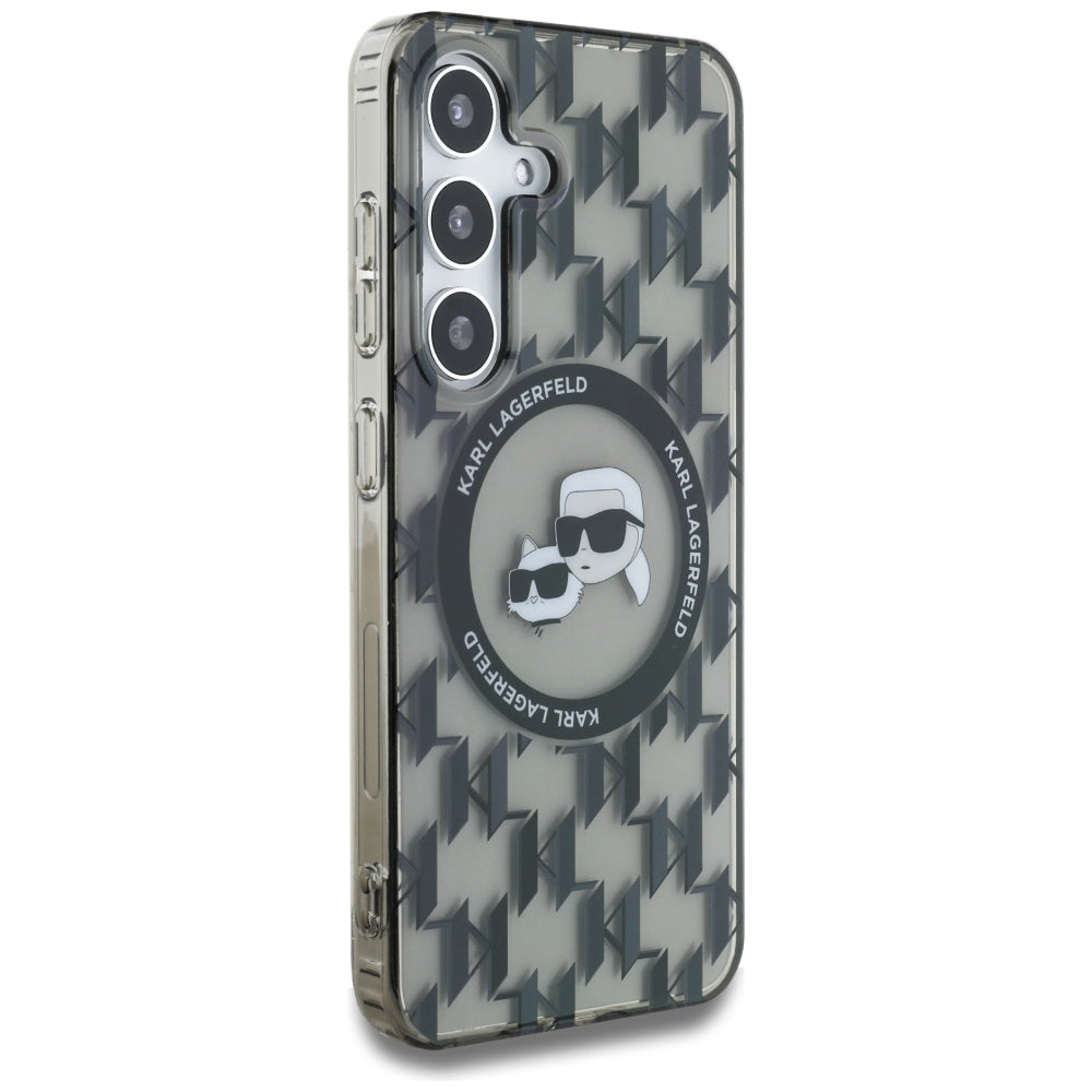 Husa MagSafe pentru Samsung Galaxy S25 S931, Karl Lagerfeld, IML Monogram Karl & Choupette's Heads, Neagra