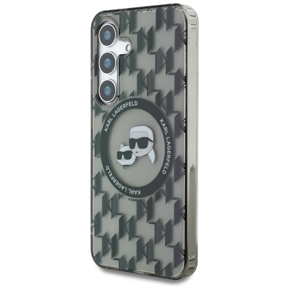 Husa MagSafe pentru Samsung Galaxy S25 S931, Karl Lagerfeld, IML Monogram Karl & Choupette's Heads, Neagra