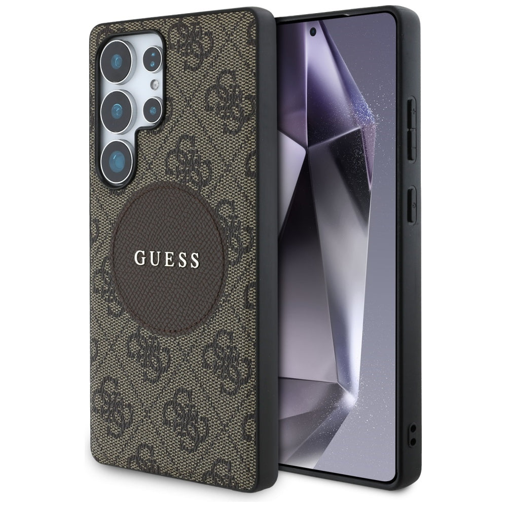 Husa MagSafe pentru Samsung Galaxy S25 Ultra S938, Guess, 4G Circle Classic Logo, Maro