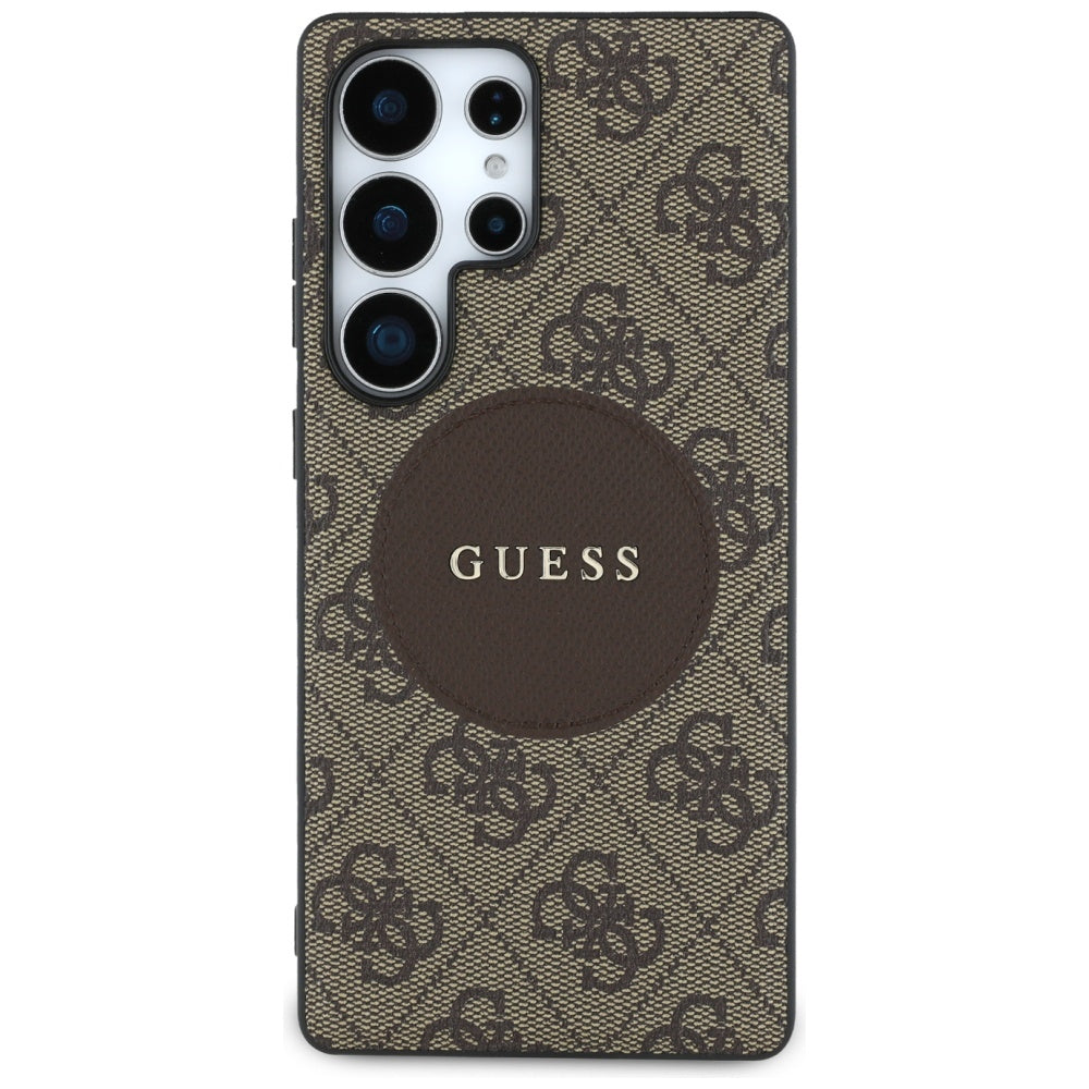 Husa MagSafe pentru Samsung Galaxy S25 Ultra S938, Guess, 4G Circle Classic Logo, Maro