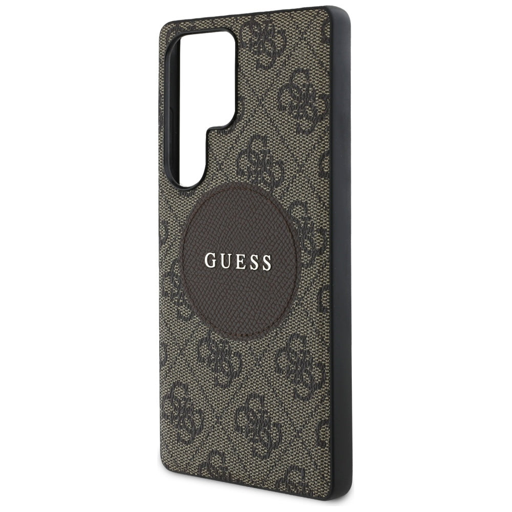 Husa MagSafe pentru Samsung Galaxy S25 Ultra S938, Guess, 4G Circle Classic Logo, Maro