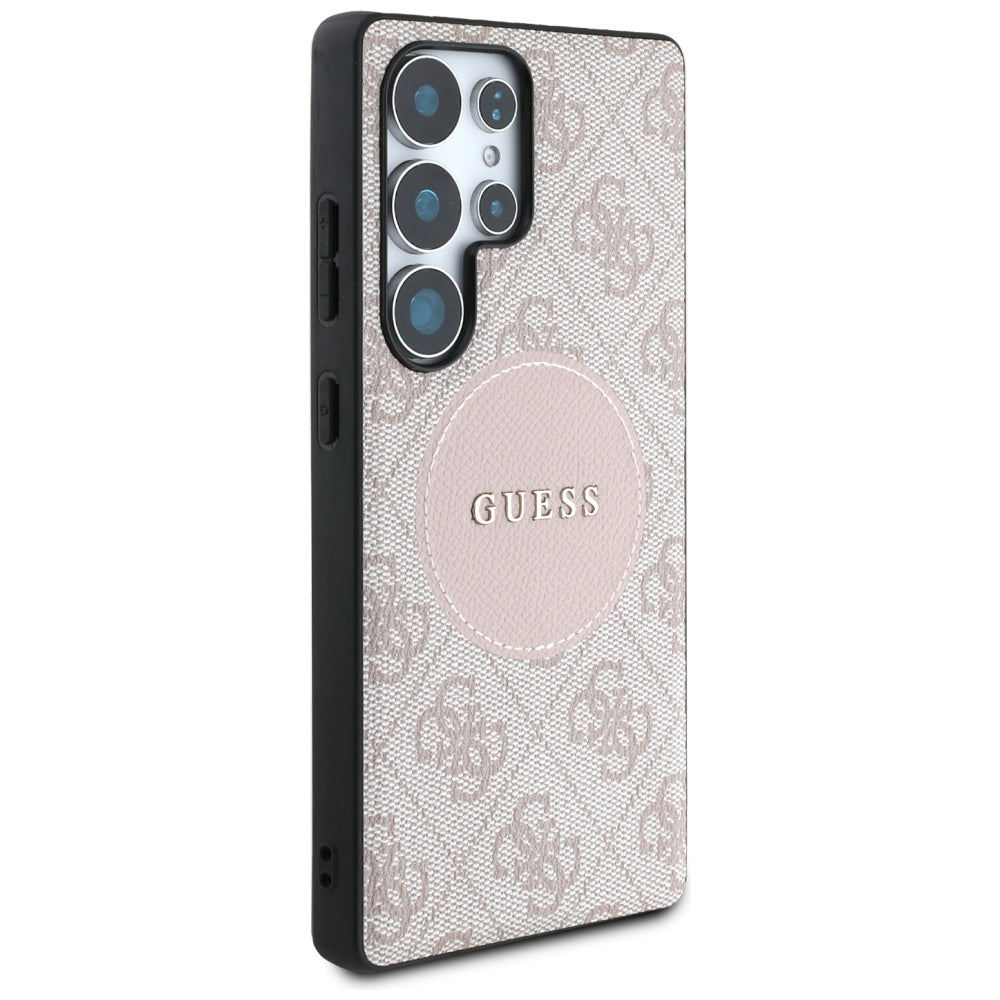 Husa MagSafe pentru Samsung Galaxy S25 Ultra S938, Guess, 4G Circle Classic Logo, Roz