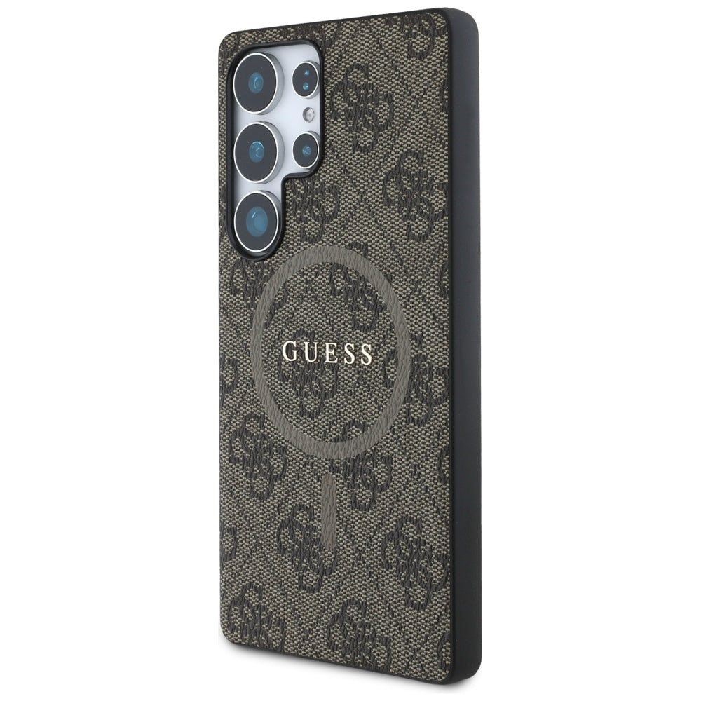Husa MagSafe pentru Samsung Galaxy S25 Ultra S938, Guess, 4G Ring Classic Logo, Maro