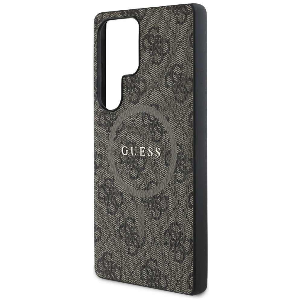 Husa MagSafe pentru Samsung Galaxy S25 Ultra S938, Guess, 4G Ring Classic Logo, Maro