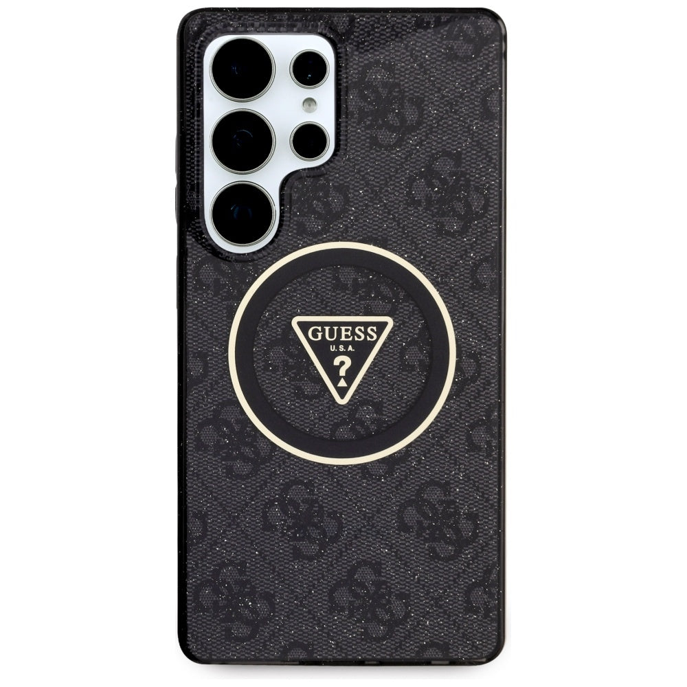Husa MagSafe pentru Samsung Galaxy S25 Ultra S938, Guess, IML Glitter 4G Circle Triangle, Neagra