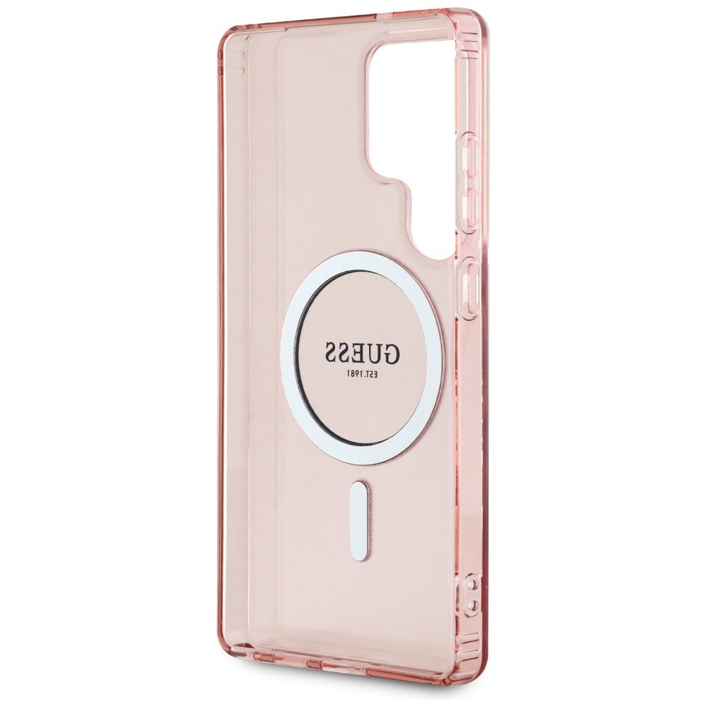 Husa MagSafe pentru Samsung Galaxy S25 Ultra S938, Guess, IML Glitter Circle, Roz