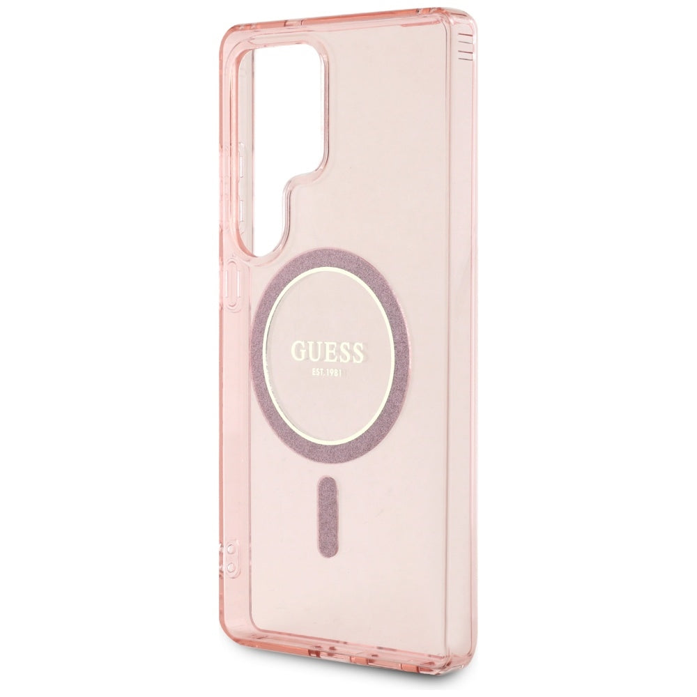 Husa MagSafe pentru Samsung Galaxy S25 Ultra S938, Guess, IML Glitter Circle, Roz