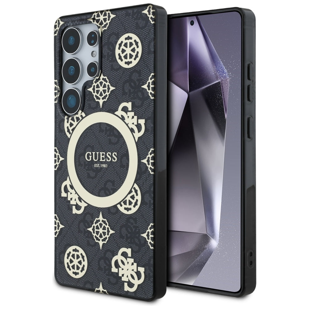 Husa MagSafe pentru Samsung Galaxy S25 Ultra S938, Guess, IML Peony On 4G Background , Neagra