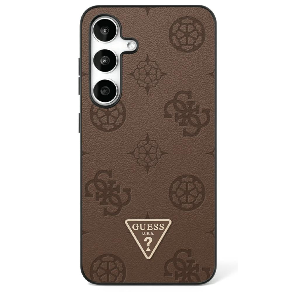 Husa MagSafe pentru Samsung Galaxy S25 Ultra S938, Guess, Peony Grained Hot Stamp Triangle , Maro