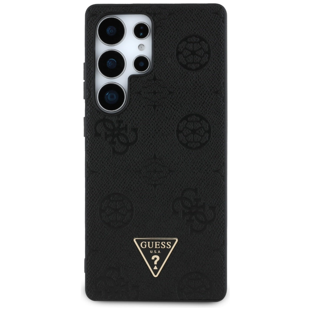 Husa MagSafe pentru Samsung Galaxy S25 Ultra S938, Guess, Peony Grained Hot Stamp Triangle, Neagra