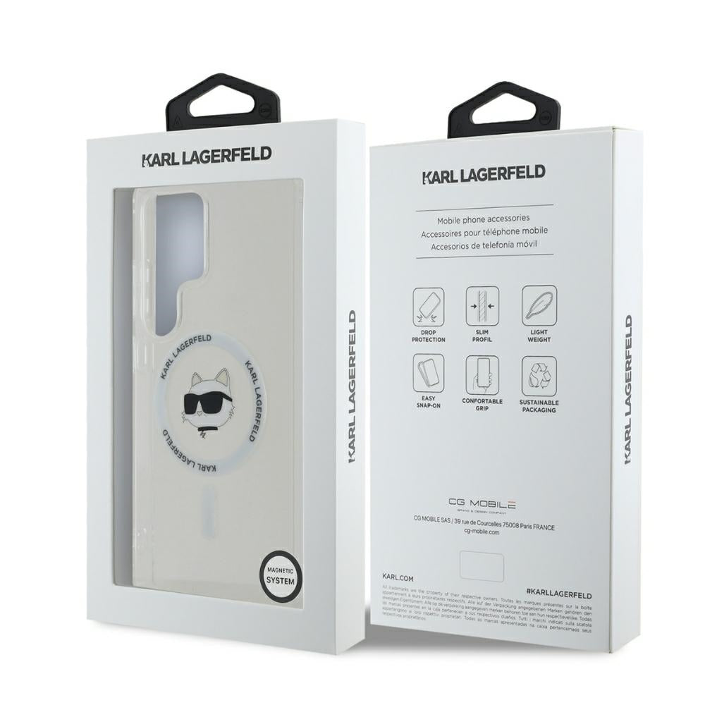 Husa MagSafe pentru Samsung Galaxy S25 Ultra S938, Karl Lagerfeld, IML Choupette's Head, Alba