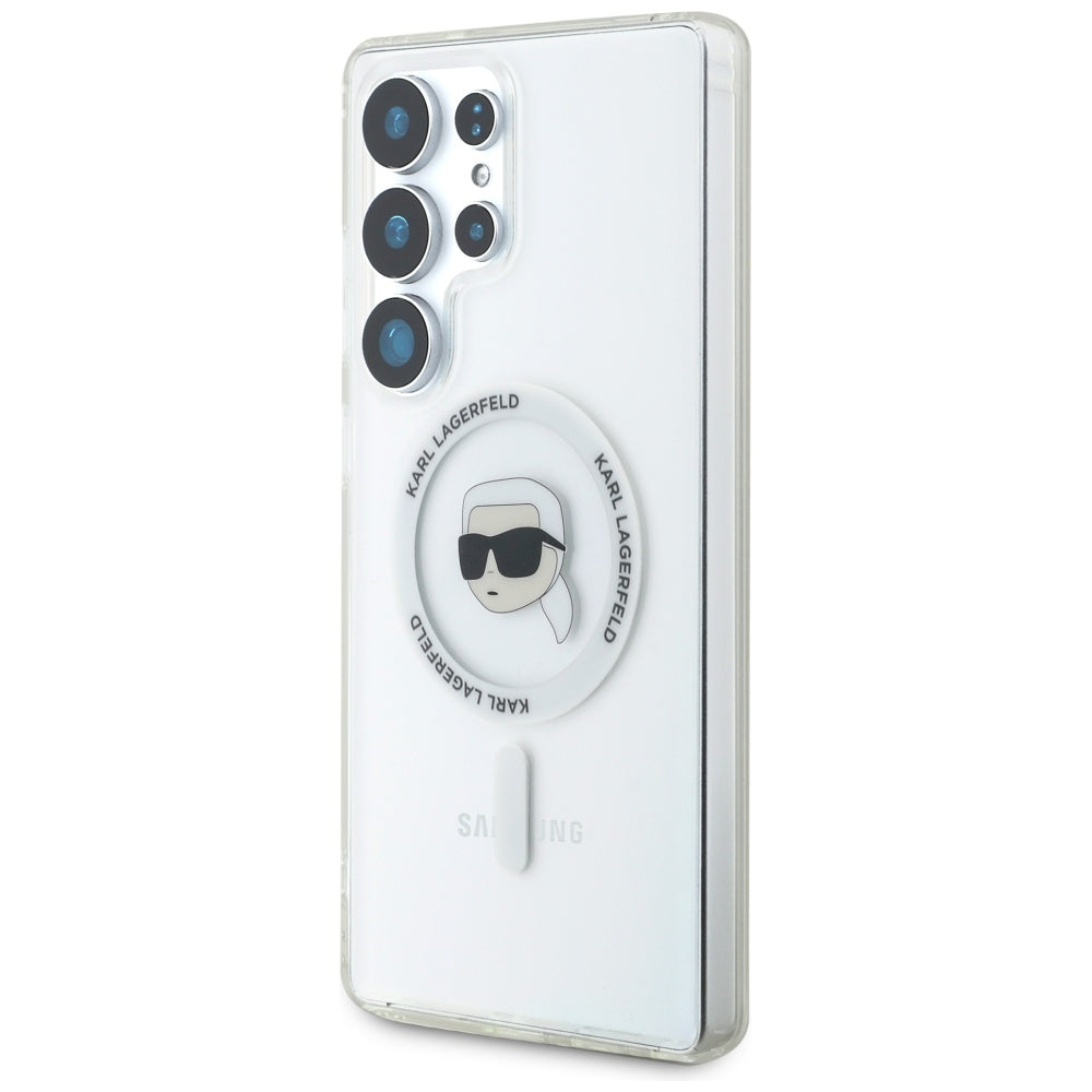 Husa MagSafe pentru Samsung Galaxy S25 Ultra S938, Karl Lagerfeld, IML Karl's Head, Alba