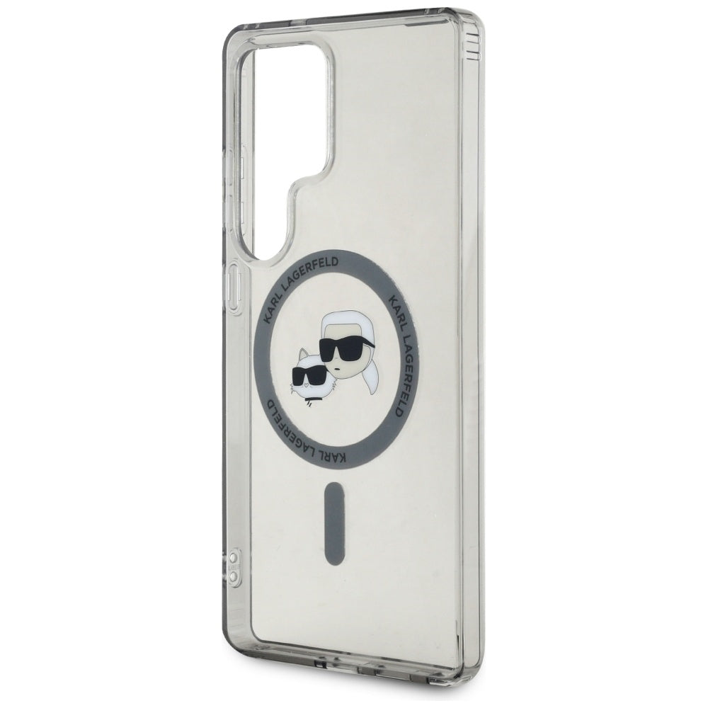 Husa MagSafe pentru Samsung Galaxy S25 Ultra S938, Karl Lagerfeld, IML Metal Karl & Choupette's Heads, Neagra