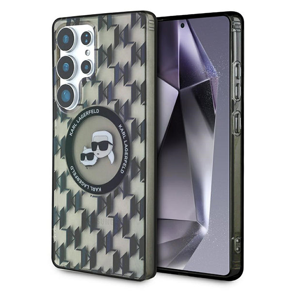 Husa MagSafe pentru Samsung Galaxy S25 Ultra S938, Karl Lagerfeld, IML Monogram Karl & Choupette's Heads, Neagra