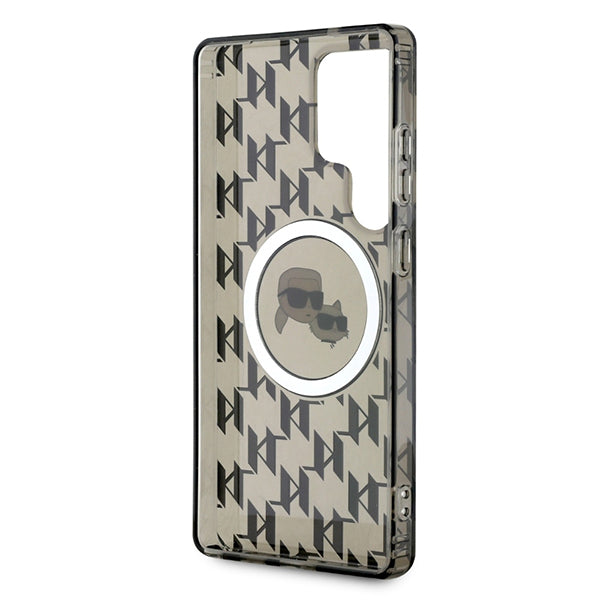 Husa MagSafe pentru Samsung Galaxy S25 Ultra S938, Karl Lagerfeld, IML Monogram Karl & Choupette's Heads, Neagra
