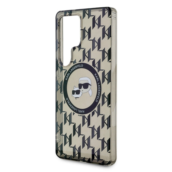 Husa MagSafe pentru Samsung Galaxy S25 Ultra S938, Karl Lagerfeld, IML Monogram Karl & Choupette's Heads, Neagra