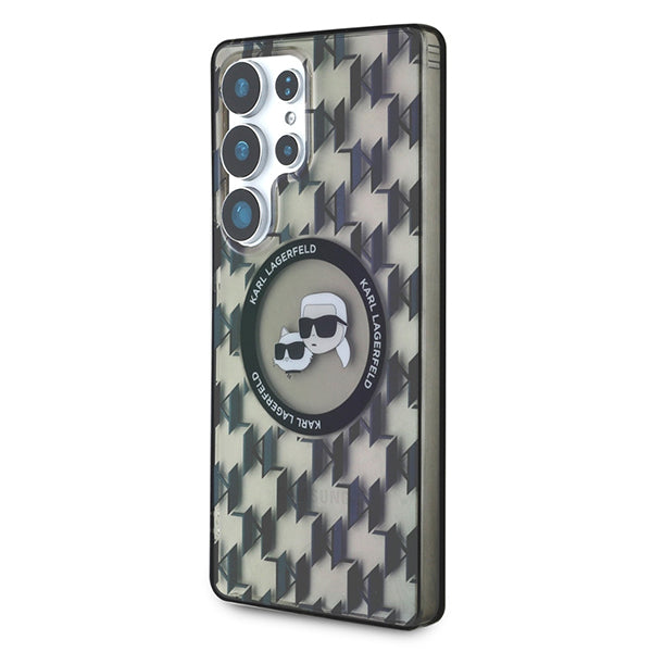 Husa MagSafe pentru Samsung Galaxy S25 Ultra S938, Karl Lagerfeld, IML Monogram Karl & Choupette's Heads, Neagra
