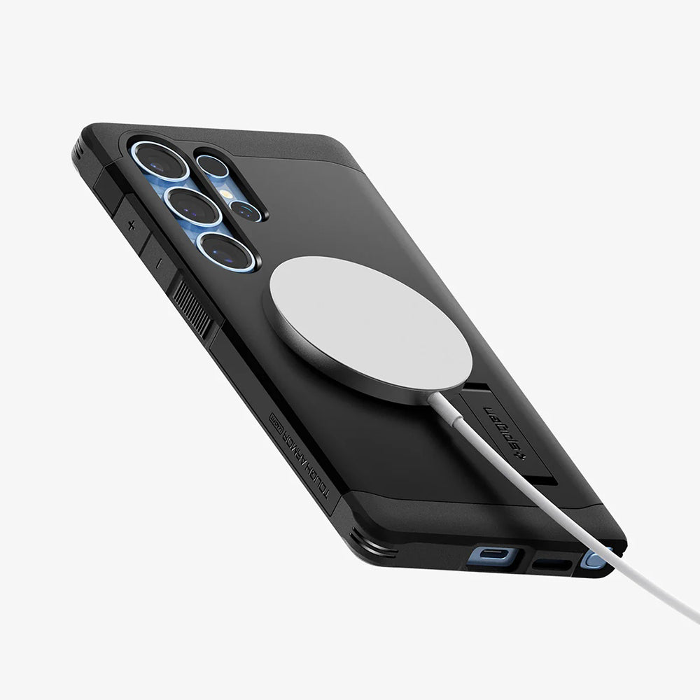 Husa MagSafe pentru Samsung Galaxy S25 Ultra S938, Spigen, Tough Armor, Neagra ACS08964