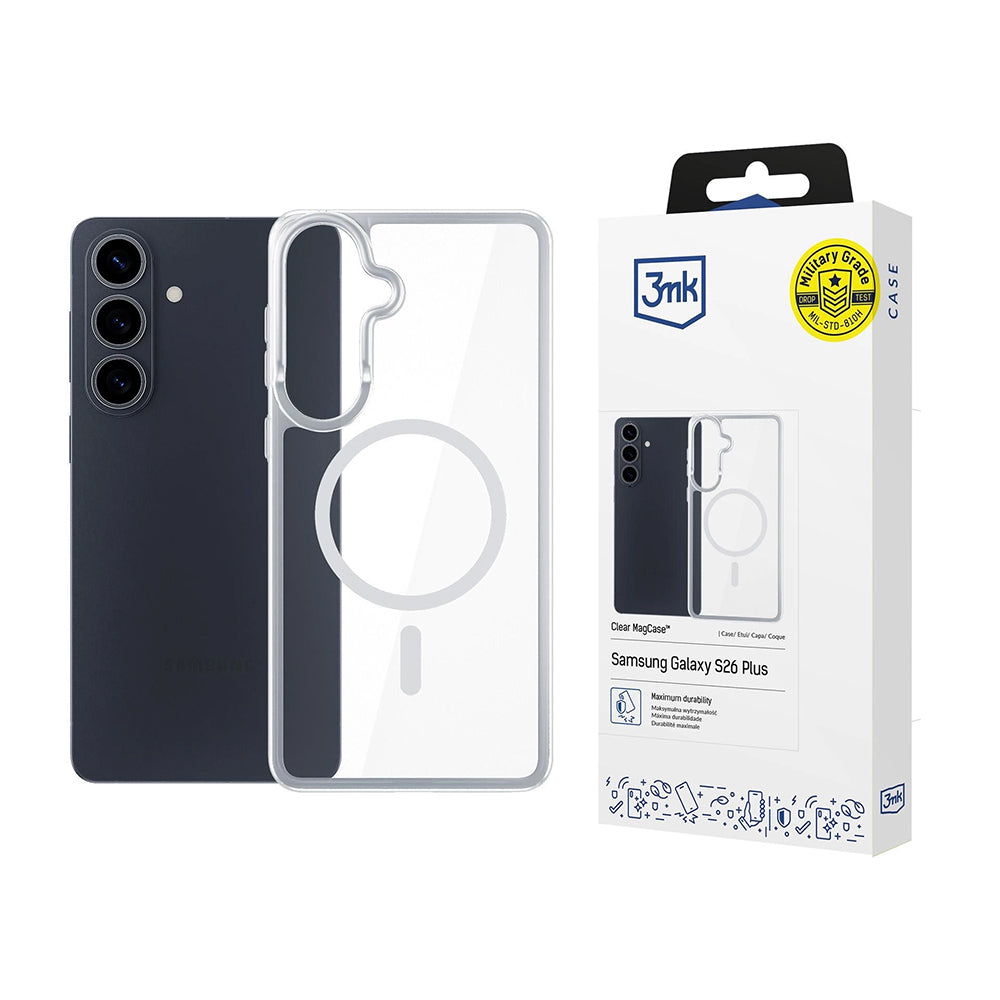 Husa MagSafe pentru Samsung Galaxy S26, 3MK, Armor MagCase, Transparenta