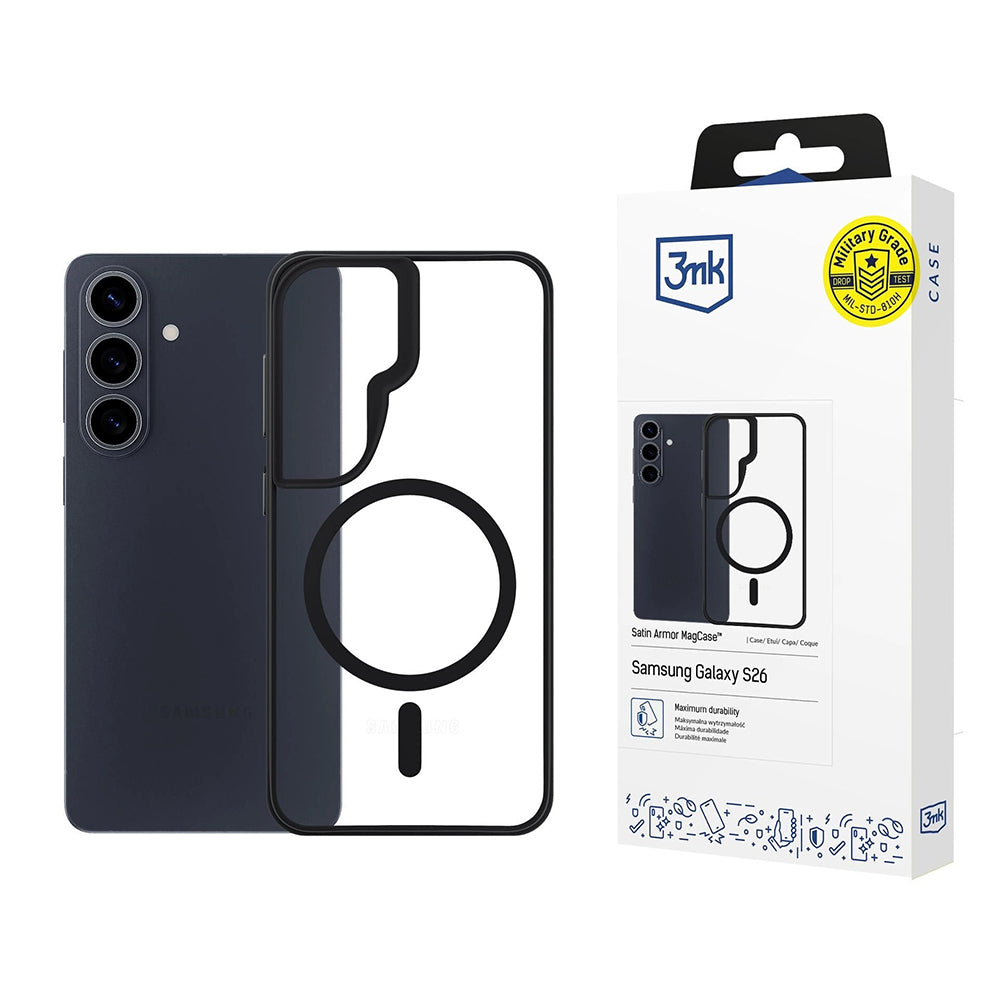 Husa MagSafe pentru Samsung Galaxy S26, 3MK, Satin Armor, Transparenta