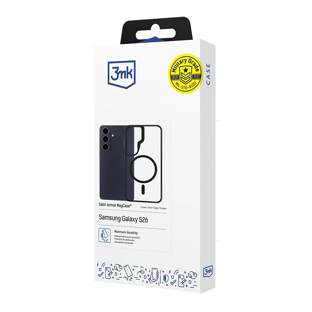 Husa MagSafe pentru Samsung Galaxy S26, 3MK, Satin Armor, Transparenta
